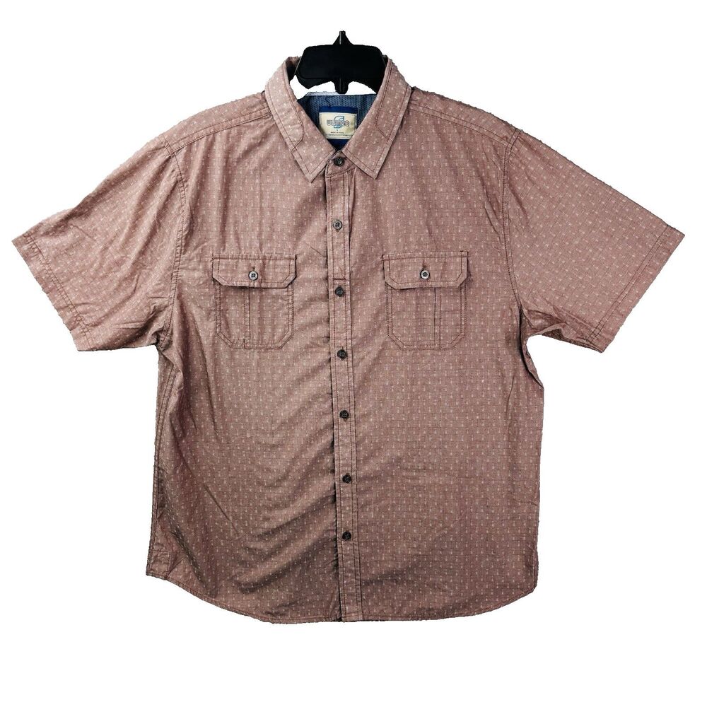 Waimea Textured Shirt Mens L Button Surf Beach Brown